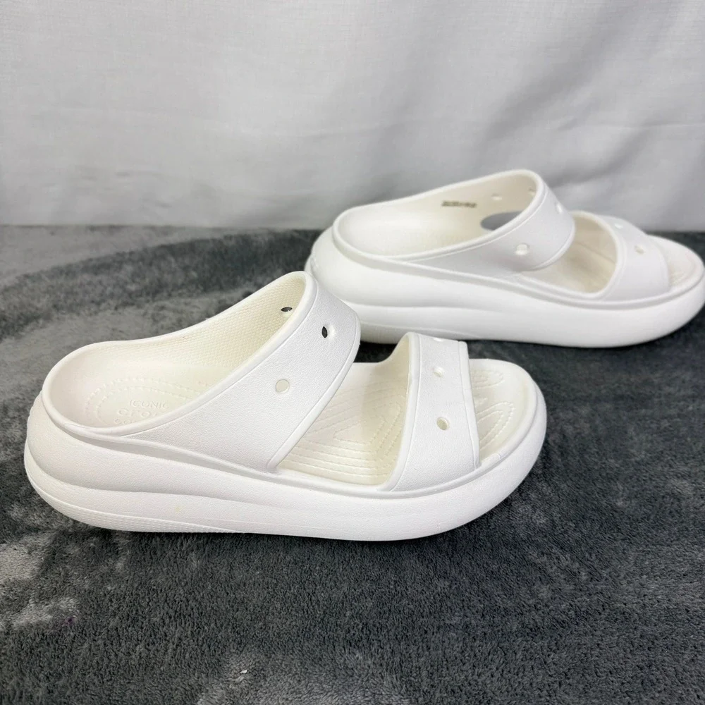 Crocs Platform Sandals White Comfort Slides Lightweight Women's Size 9‎